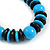 Chunky Light Blue/ Black Round and Button Wood Bead Cotton Cord Necklace - 66cm Long - view 5