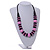 Chunky Lilac/ Black Round and Button Wood Bead Cotton Cord Necklace - 66cm Long - view 2
