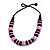 Chunky Lilac/ Black Round and Button Wood Bead Cotton Cord Necklace - 66cm Long - view 3