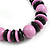 Chunky Lilac/ Black Round and Button Wood Bead Cotton Cord Necklace - 66cm Long - view 5