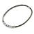 Mouse Grey Leather with Polished Silver Tone Metal Rings Magnetic Necklace - 43cm L - view 4