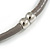 Mouse Grey Leather with Polished Silver Tone Metal Rings Magnetic Necklace - 43cm L - view 6