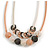 Rose/ Black/ Silver Tone Mesh Double Strand Bead and Ring Magnetic Necklace - 46cm Long - view 5