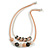 Rose/ Black/ Silver Tone Mesh Double Strand Bead and Ring Magnetic Necklace - 46cm Long - view 9