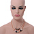 Rose/ Black/ Silver Tone Mesh Double Strand Bead and Ring Magnetic Necklace - 46cm Long - view 2