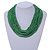 Statement Multistrand Apple Green Glass Bead Necklace with Wood Closure - 60cm Long - view 2