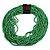 Statement Multistrand Apple Green Glass Bead Necklace with Wood Closure - 60cm Long - view 4