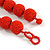 Chunky Carrot Red Glass Bead Ball Necklace - 54cm Long - view 4