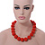 Chunky Carrot Red Glass Bead Ball Necklace - 54cm Long - view 2