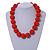 Chunky Carrot Red Glass Bead Ball Necklace - 54cm Long - view 3