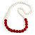 Long Graduated Cherry Red/ White Resin Bead Necklace - 78cm L - view 3