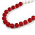 Long Graduated Cherry Red/ White Resin Bead Necklace - 78cm L - view 4
