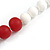 Long Graduated Cherry Red/ White Resin Bead Necklace - 78cm L - view 5