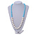 Long Graduated Light Blue/ White Resin Bead Necklace - 78cm L - view 2