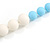 Long Graduated Light Blue/ White Resin Bead Necklace - 78cm L - view 4
