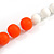 Long Graduated Pastel Orange/ White Resin Bead Necklace - 78cm L - view 6