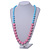Long Graduated Pastel Pink/ Blue Resin Bead Necklace - 78cm L - view 2