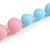 Long Graduated Pastel Pink/ Blue Resin Bead Necklace - 78cm L - view 4