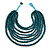 Multistrand Layered Bib Style Wood Bead Necklace In Teal Green - 40cm Shortest/ 70cm Longest Strand