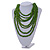 Multistrand Layered Bib Style Wood Bead Necklace In Lime Green - 40cm Shortest/ 70cm Longest Strand - view 2