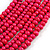 Multistrand Layered Bib Style Wood Bead Necklace In Deep Pink - 40cm Shortest/ 70cm Longest Strand - view 3