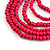 Multistrand Layered Bib Style Wood Bead Necklace In Deep Pink - 40cm Shortest/ 70cm Longest Strand - view 6