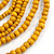 Multistrand Layered Bib Style Wood Bead Necklace In Yellow - 40cm Shortest/ 70cm Longest Strand - view 3