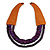 Handmade Multistrand Wood Bead and Leather Bib Style Necklace in Deep Purple - 64cm Long - view 3