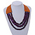 Handmade Multistrand Wood Bead and Leather Bib Style Necklace in Deep Purple - 64cm Long - view 2