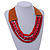 Handmade Multistrand Wood Bead and Leather Bib Style Necklace in Red - 64cm Long - view 2