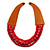 Handmade Multistrand Wood Bead and Leather Bib Style Necklace in Red - 64cm Long - view 3