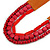 Handmade Multistrand Wood Bead and Leather Bib Style Necklace in Red - 64cm Long - view 4