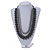 Chunky 3 Strand Layered Resin Bead Cord Necklace In Black/ Grey - 60cm up to 70cm Adjustable - view 2