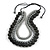 Chunky 3 Strand Layered Resin Bead Cord Necklace In Black/ Grey - 60cm up to 70cm Adjustable - view 3