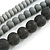 Chunky 3 Strand Layered Resin Bead Cord Necklace In Black/ Grey - 60cm up to 70cm Adjustable - view 4