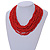 Statement Multistrand Brick Red Glass Bead Necklace with Wood Closure - 60cm Long - view 2