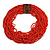 Statement Multistrand Brick Red Glass Bead Necklace with Wood Closure - 60cm Long - view 3