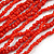 Statement Multistrand Brick Red Glass Bead Necklace with Wood Closure - 60cm Long - view 5