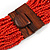 Statement Multistrand Brick Red Glass Bead Necklace with Wood Closure - 60cm Long - view 7