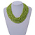 Statement Multistrand Lime Green Glass Bead Necklace with Wood Closure - 56cm Long - view 2