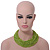 Statement Multistrand Lime Green Glass Bead Necklace with Wood Closure - 56cm Long - view 3