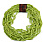 Statement Multistrand Lime Green Glass Bead Necklace with Wood Closure - 56cm Long - view 4