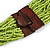 Statement Multistrand Lime Green Glass Bead Necklace with Wood Closure - 56cm Long - view 7