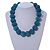 Chunky Sky Blue Glass Bead Ball Necklace - 54cm Long - view 2