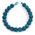 Chunky Sky Blue Glass Bead Ball Necklace - 54cm Long