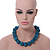 Chunky Sky Blue Glass Bead Ball Necklace - 54cm Long - view 3