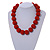 Chunky Fire Red Glass Bead Ball Necklace - 54cm Long - view 2