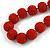 Chunky Fire Red Glass Bead Ball Necklace - 54cm Long - view 4
