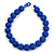 Chunky Royal Blue Glass Bead Ball Necklace - 54cm Long