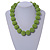Chunky Lime Green Glass Bead Ball Necklace - 54cm Long - view 2